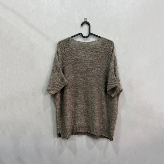 Camisola tricot castanha de manga curta – Tamanho EUR 48