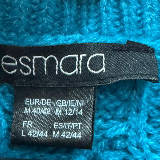 Camisola Tricot Azul Turquesa com Tranças – Tamanho M