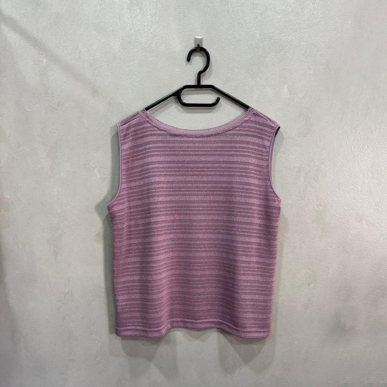 Camisola sem mangas lilás às riscas – Tamanho Único – Grade A