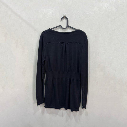 Cardigan preto com top interno floral – Tamanho 42/44