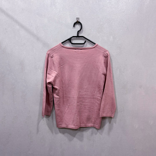 Cardigan rosa com bordado delicado – Tamanho Único