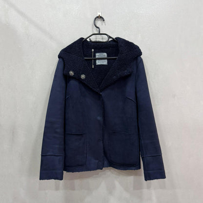 Casaco Azul-Marinho com Capuz e Forro de Pelo – Tamanho Único