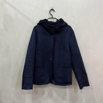 Casaco Azul-Marinho com Capuz e Forro de Pelo – Tamanho Único