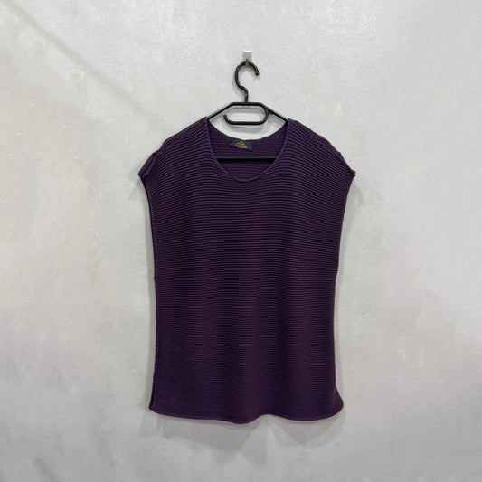 Camisola roxa canelada sem mangas – Tamanho único