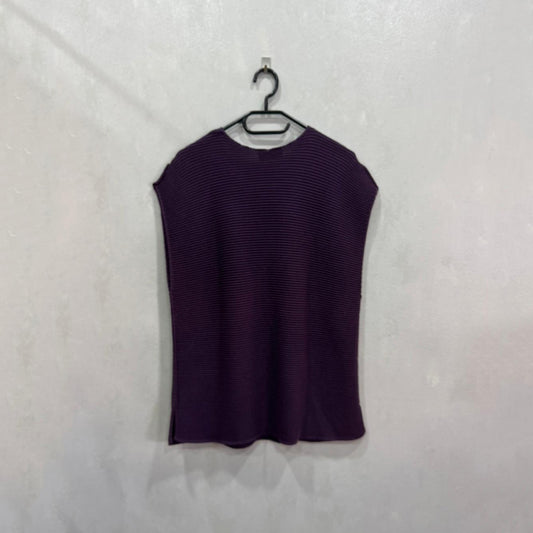 Camisola roxa canelada sem mangas – Tamanho único