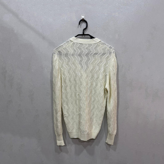 Cardigan de Malha Vazado em Off-White – Tamanho Único