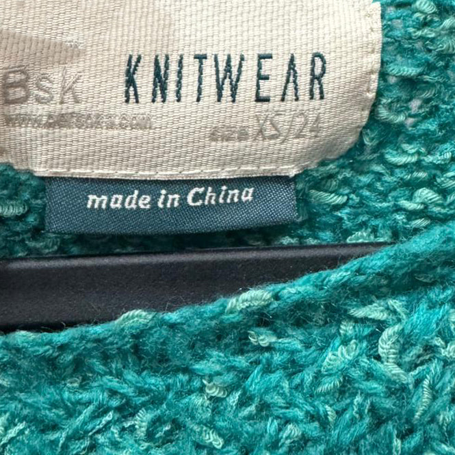 Malha tricot verde petróleo BSK Knitwear – XS/S – Grade A