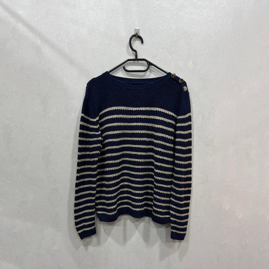 Camisola Tricot Marinho às Riscas – Springfield – Size S – Grade A