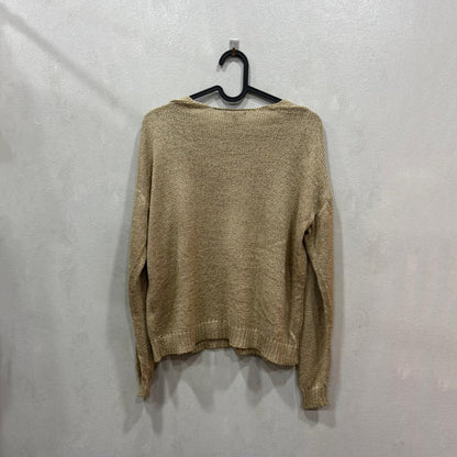 Camisola Tricot Bege Decote em V Kiabi – Tamanho XS