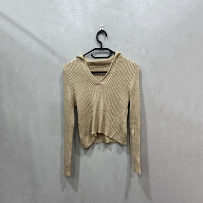 Camisola tricot bege canelada — Tamanho XS — Grade A