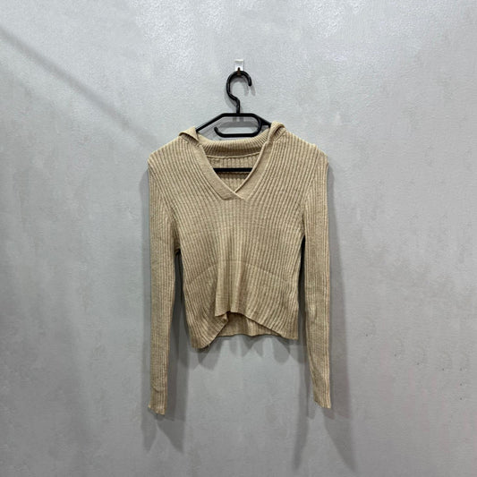 Camisola tricot bege canelada — Tamanho XS — Grade A