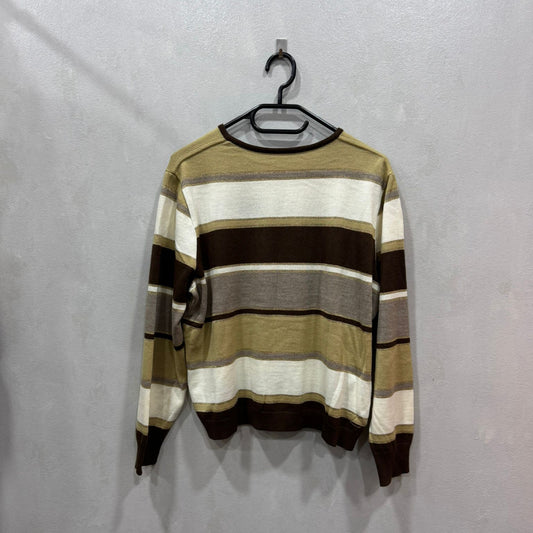 Camisola às Riscas Castanhas, Creme e Bege – Tamanho Único – Grade A (Marca: GC)