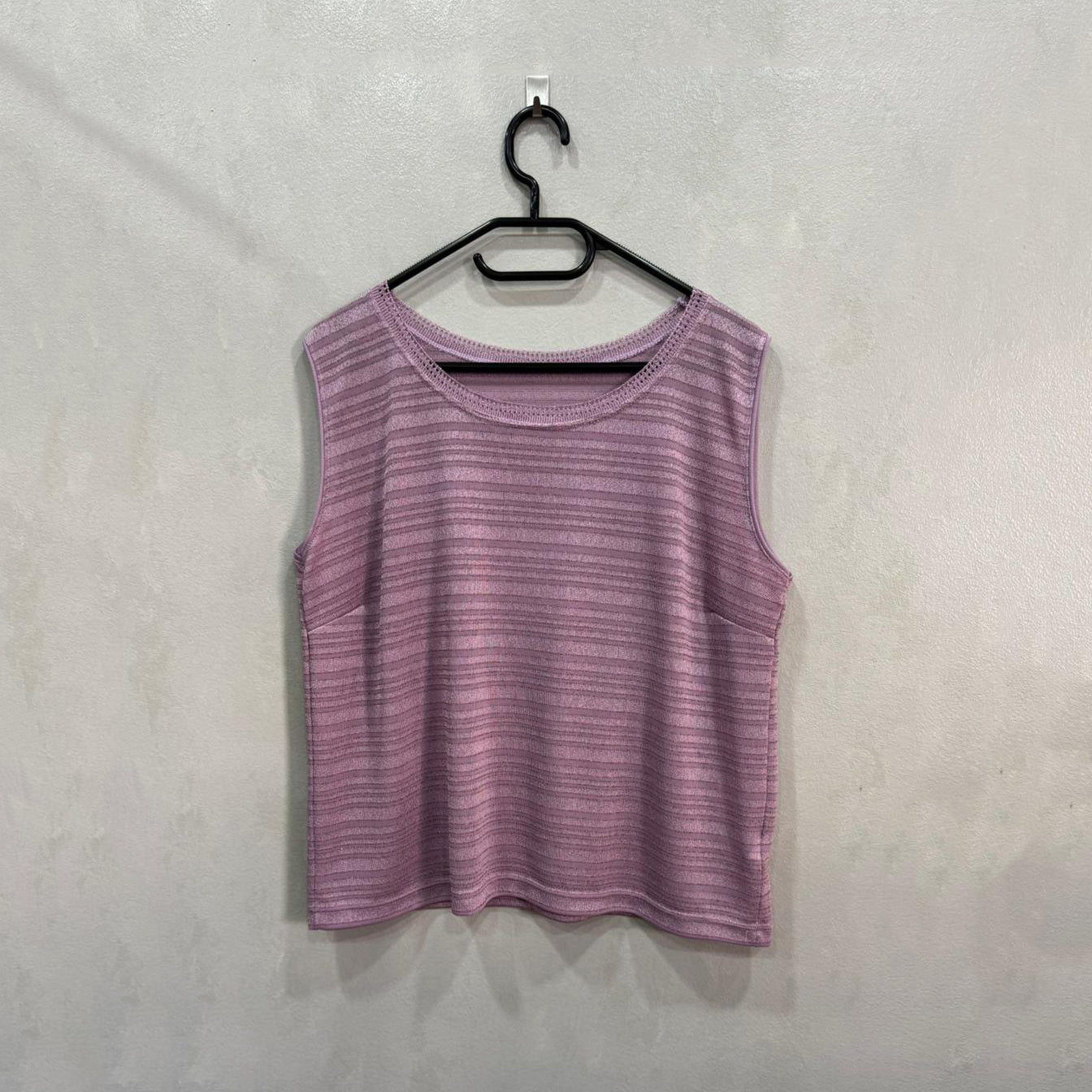 Camisola sem mangas lilás às riscas – Tamanho Único – Grade A