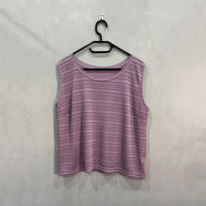 Camisola sem mangas lilás às riscas – Tamanho Único – Grade A