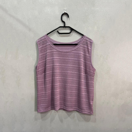 Camisola sem mangas lilás às riscas – Tamanho Único – Grade A