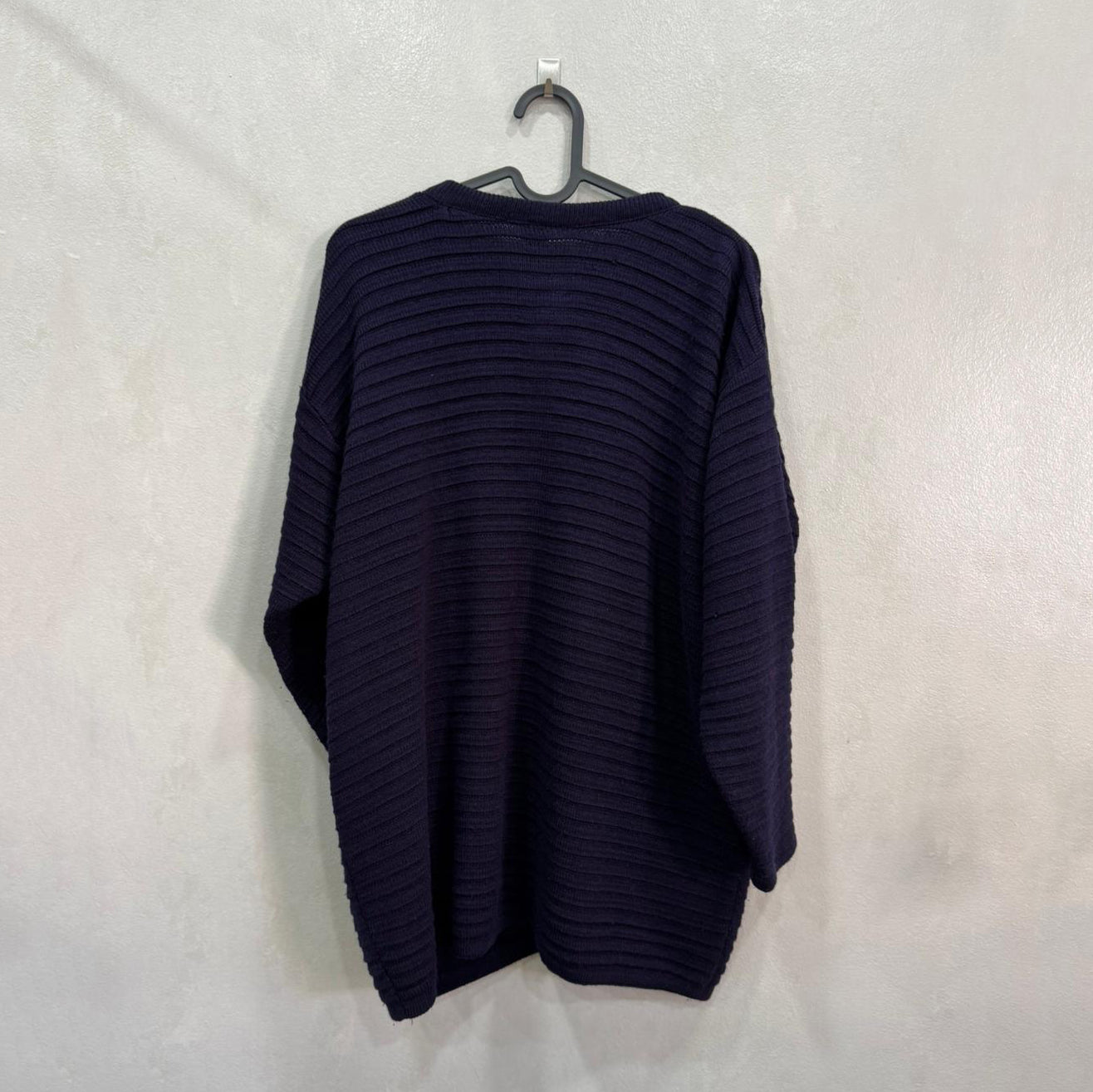 Cardigan Azul-Marinho Canelado Com Botões – Tamanho L – Grade A