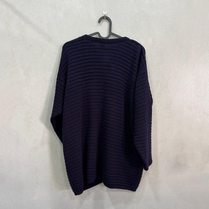 Cardigan Azul-Marinho Canelado Com Botões – Tamanho L – Grade A