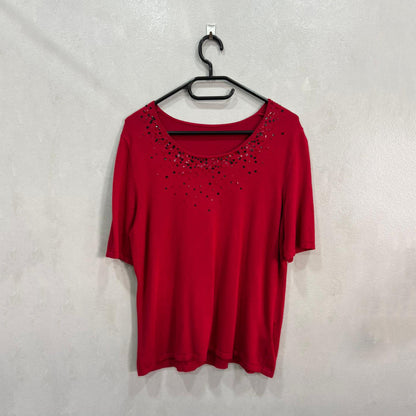 Blusa Vermelha com Aplicações de Brilho – Tam. 42 – Grade A
