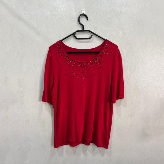 Blusa Vermelha com Aplicações de Brilho – Tam. 42 – Grade A