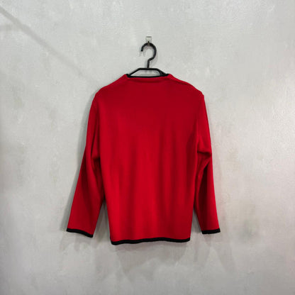 CARDIGAN VERMELHO COM DETALHE EM PRETO – M (GRADE A)