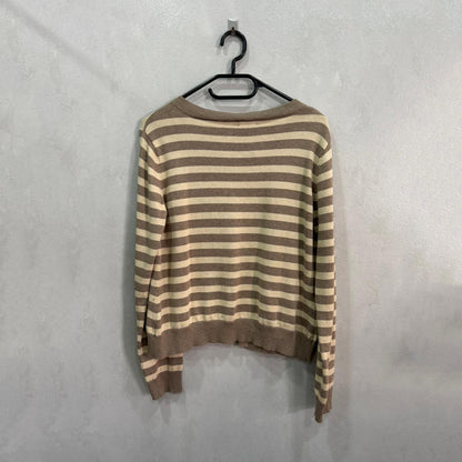 Casaco Tricot Trucco Listrado Com Bordado Floral – Tamanho 40 – Grade A