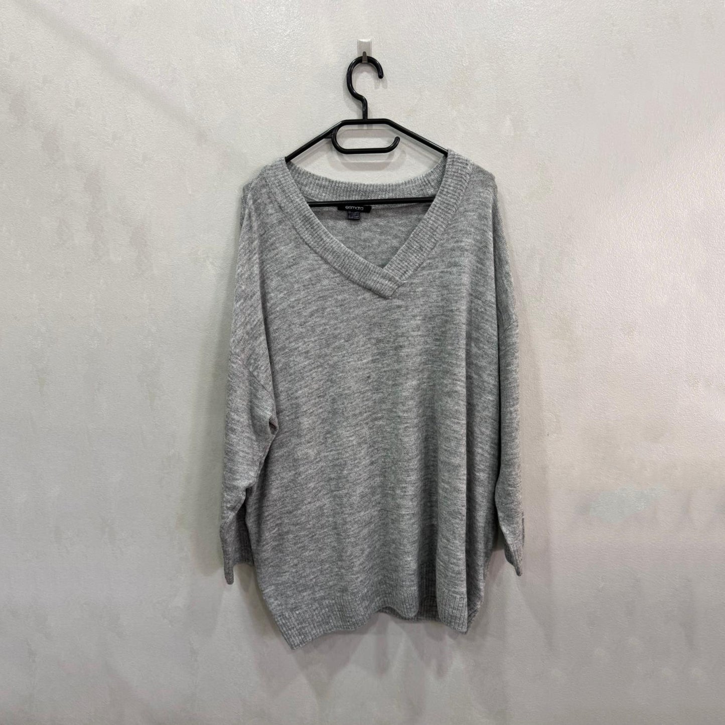 Suéter Cinzento Oversized Em Malha Suave – Tamanho XXL (Grade A)