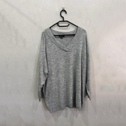 Suéter Cinzento Oversized Em Malha Suave – Tamanho XXL (Grade A)