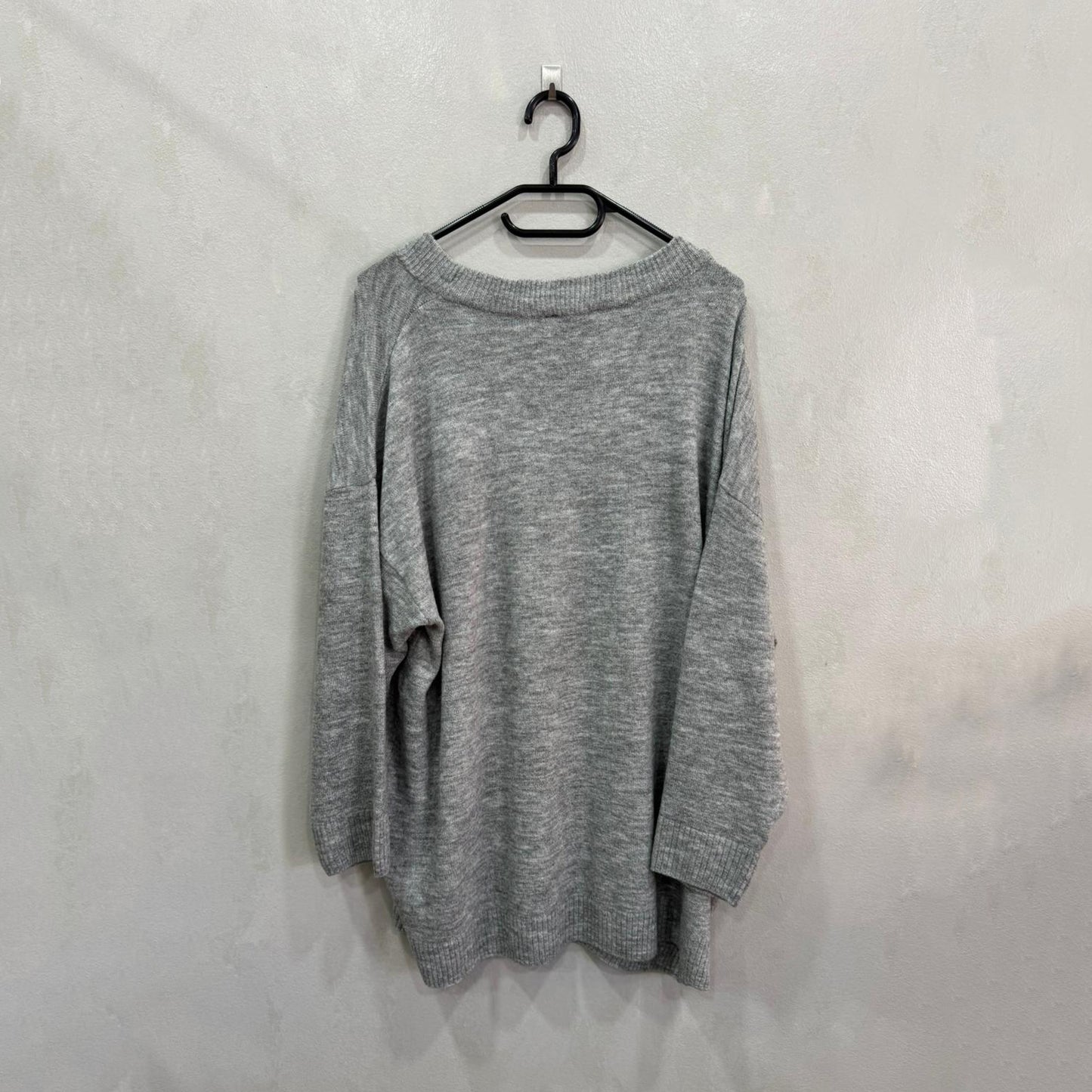 Suéter Cinzento Oversized Em Malha Suave – Tamanho XXL (Grade A)
