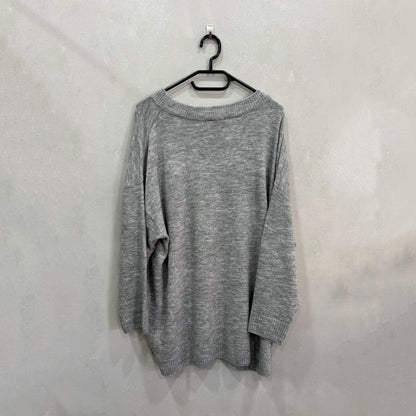 Suéter Cinzento Oversized Em Malha Suave – Tamanho XXL (Grade A)