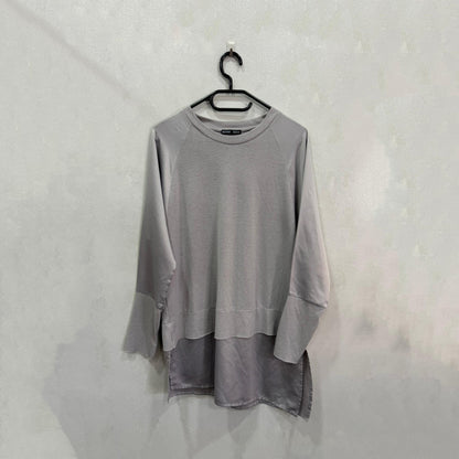 Camisola Zara Cinza Assimétrica Manga 3/4 – Tamanho S – Grade A