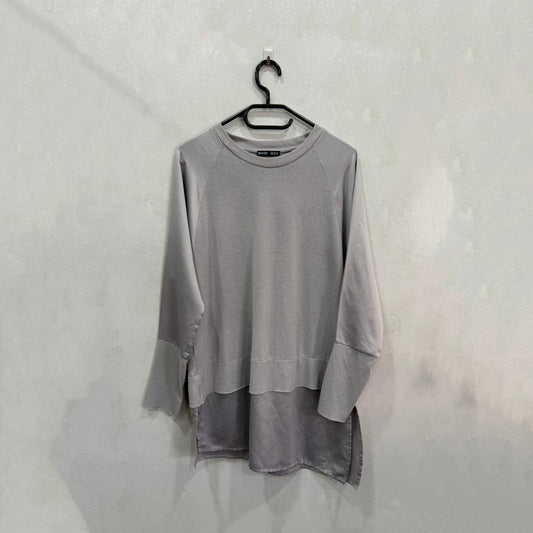 Camisola Zara Cinza Assimétrica Manga 3/4 – Tamanho S – Grade A