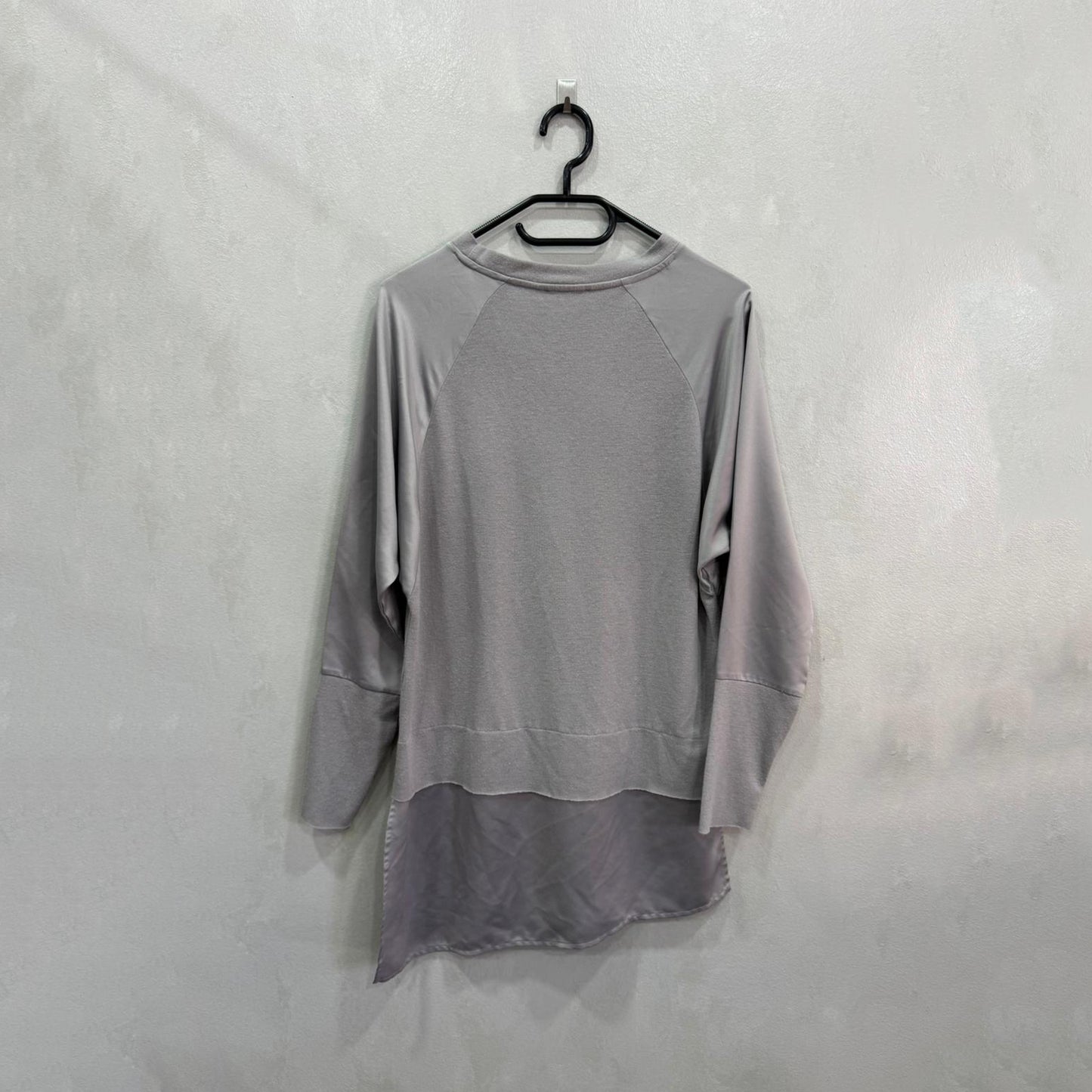 Camisola Zara Cinza Assimétrica Manga 3/4 – Tamanho S – Grade A