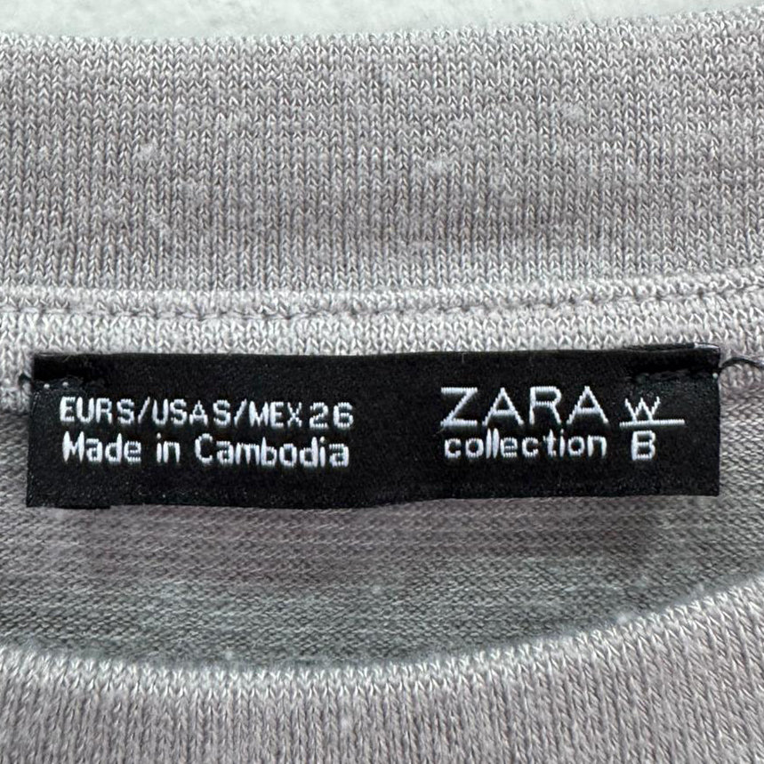 Camisola Zara Cinza Assimétrica Manga 3/4 – Tamanho S – Grade A