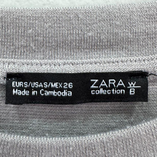 Camisola Zara Cinza Assimétrica Manga 3/4 – Tamanho S – Grade A