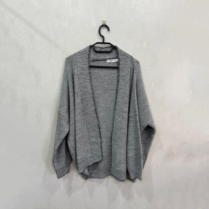 Cardigan Cortefiel Weekend Cinza em Malha Aberta – Tamanho M