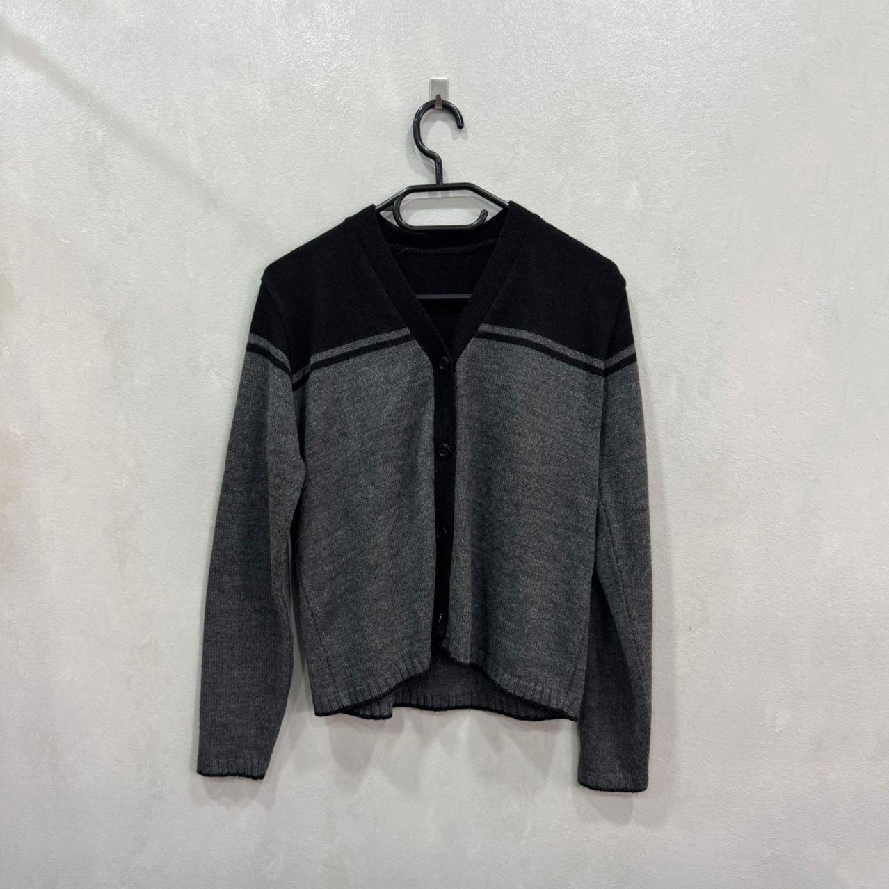 CAMISOLA CARDIGAN PRETA & CINZA — TAMANHO ÚNICO