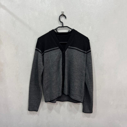 CAMISOLA CARDIGAN PRETA & CINZA — TAMANHO ÚNICO