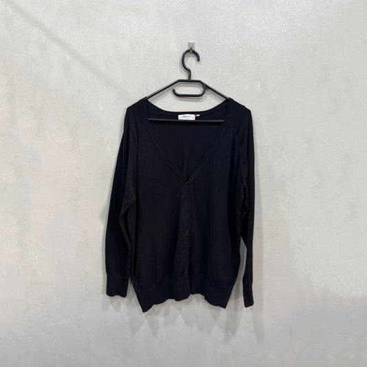Cardigan preto básico de malha fina – Tamanho único