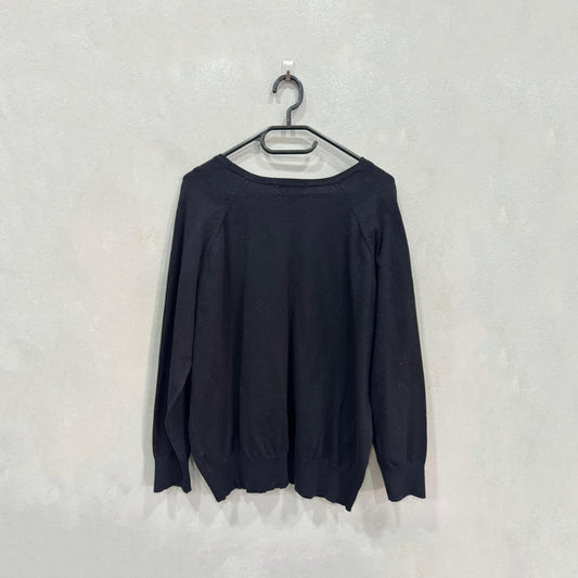 Cardigan preto básico de malha fina – Tamanho único