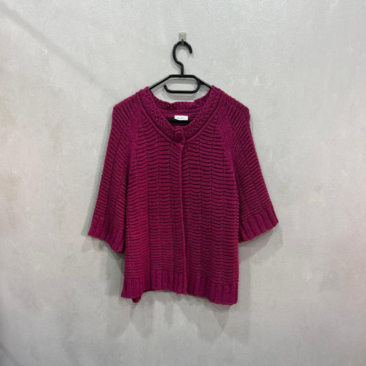 Cardigan cropped em malha fúcsia – Tamanho único