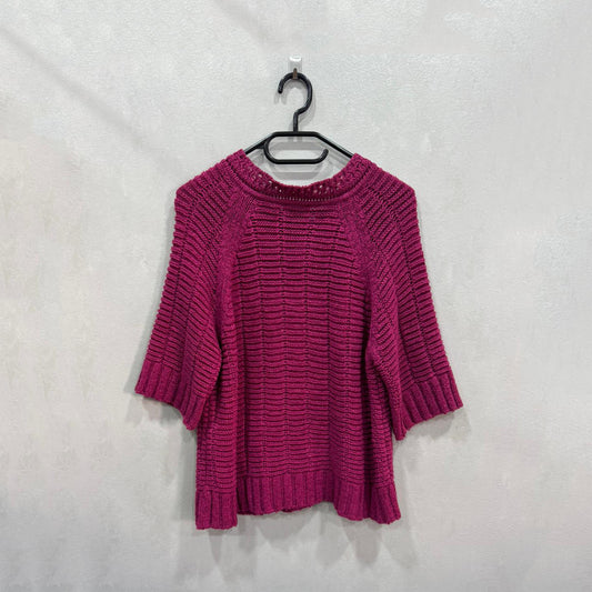 Cardigan cropped em malha fúcsia – Tamanho único