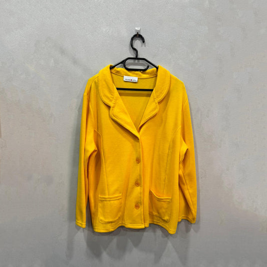 Cardigan amarelo com gola estruturada – Tamanho único