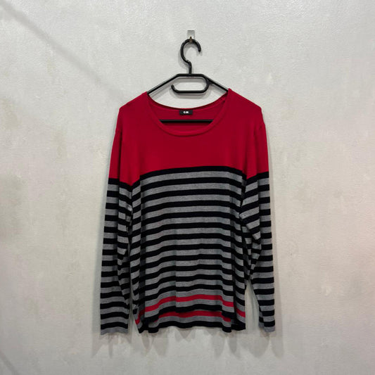 Camisola listrada em vermelho e cinza – Tamanho único
