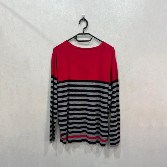 Camisola listrada em vermelho e cinza – Tamanho único
