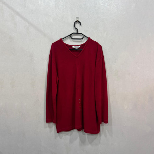 Camisola vermelha com decote em V – tamanho único