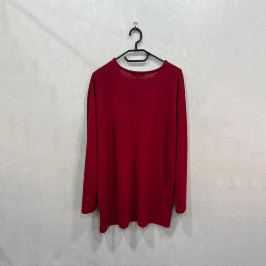 Camisola vermelha com decote em V – tamanho único