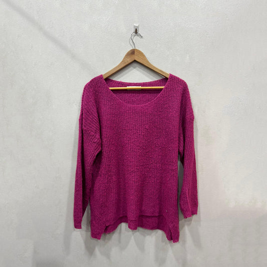 Camisola fúcsia em tricot leve – Tamanho Único