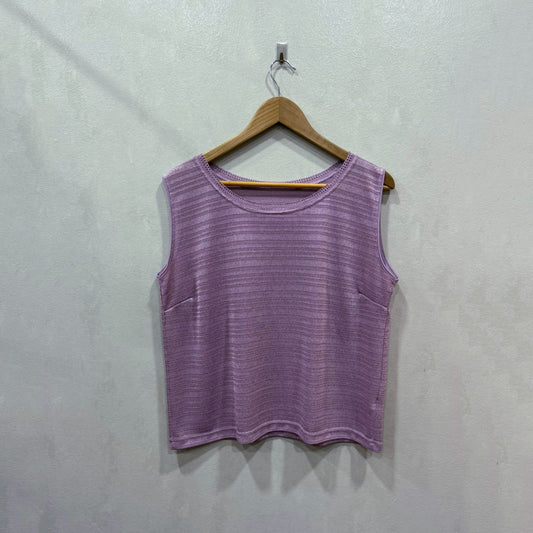 Top lilás canelado sem mangas – Tamanho único