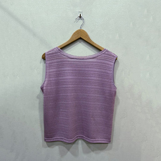 Top lilás canelado sem mangas – Tamanho único