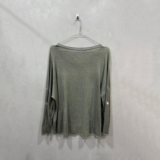 Camisola verde casual com bolsos frontais – Tamanho Único